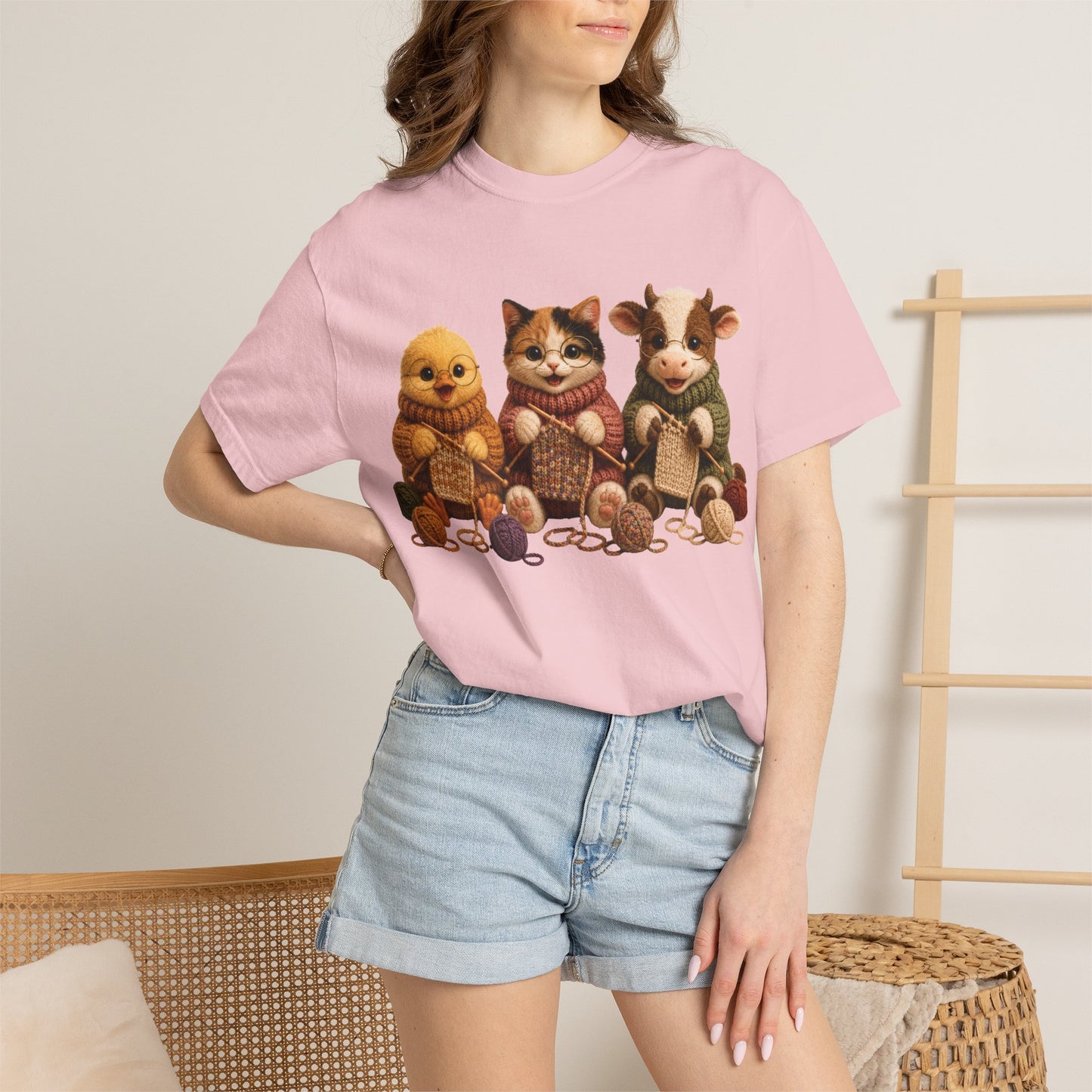 Chick, Calico Cat, Cow Knitting — Barnyard Stitch Club T-Shirt