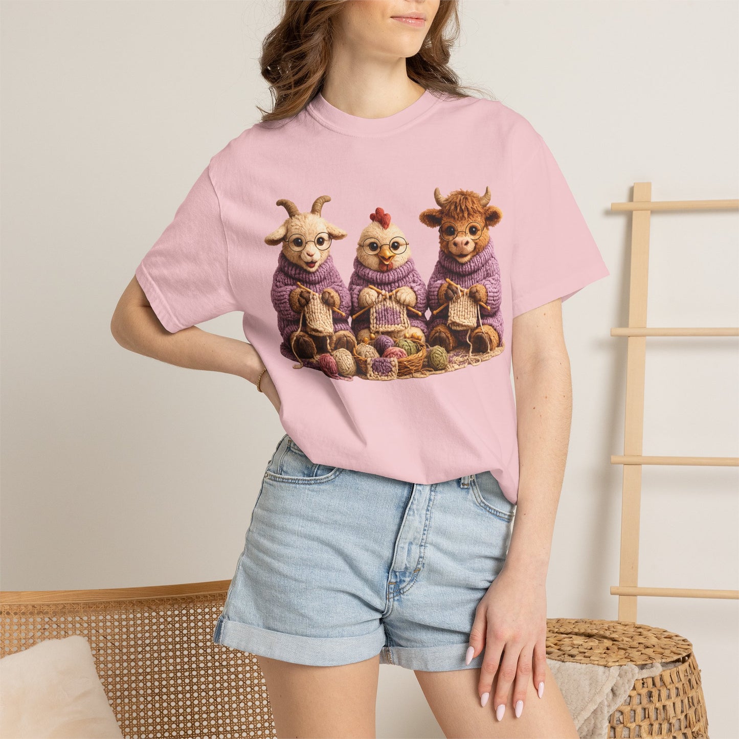 Goat, Chicken, Hyland Cow Knitting — Barnyard Stitch Club T-Shirt