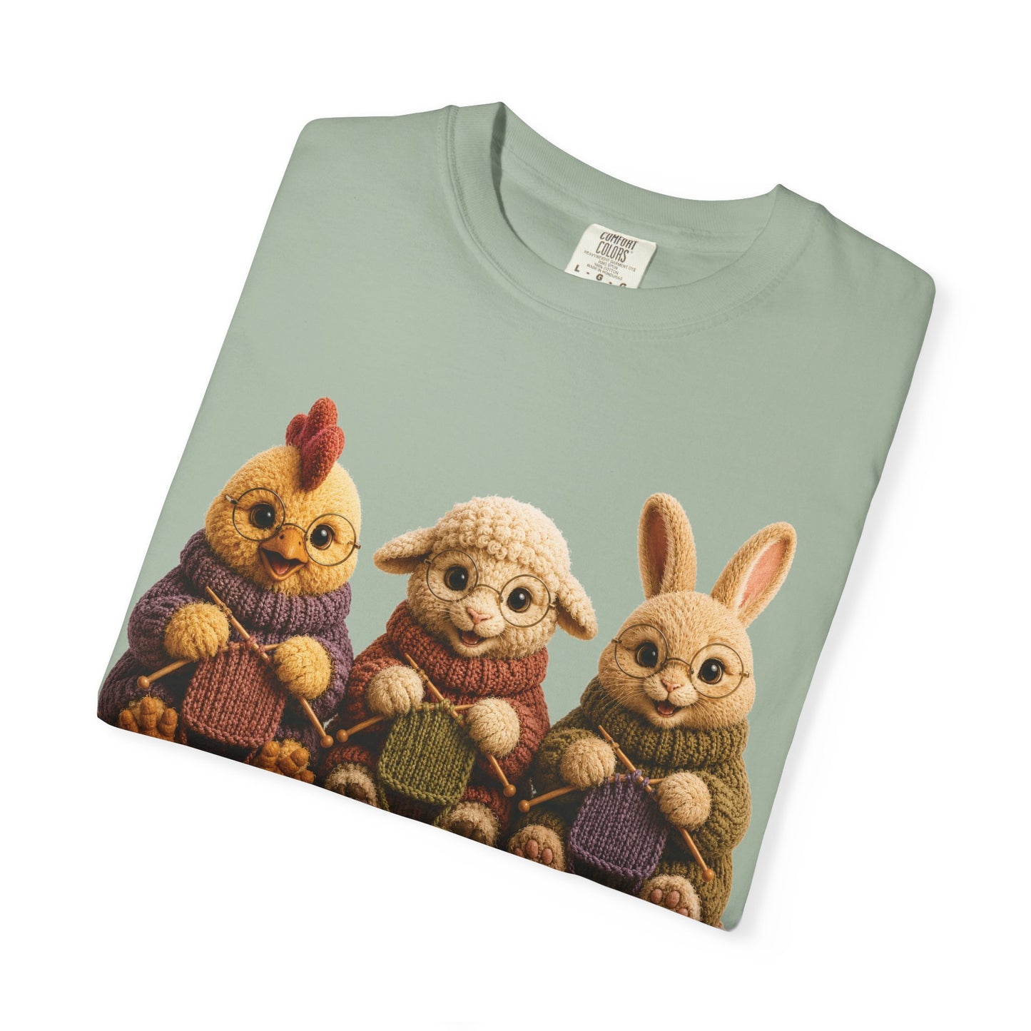 Chicken, Sheep, Bunny Knitting — Barnyard Stitch Club T‑Shirt
