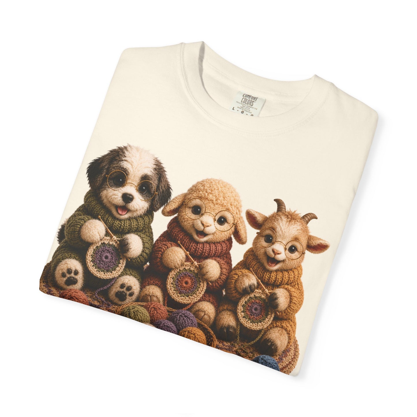 Sheep Dog, Sheep, Goat Crocheting — Barnyard Stitch Club T‑Shirt