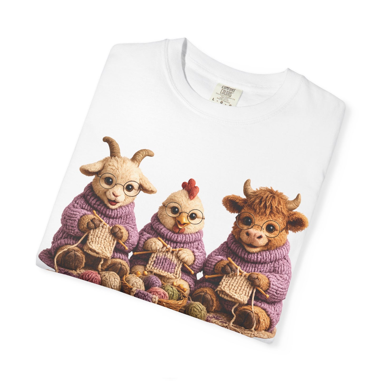 Goat, Chicken, Hyland Cow Knitting — Barnyard Stitch Club T-Shirt