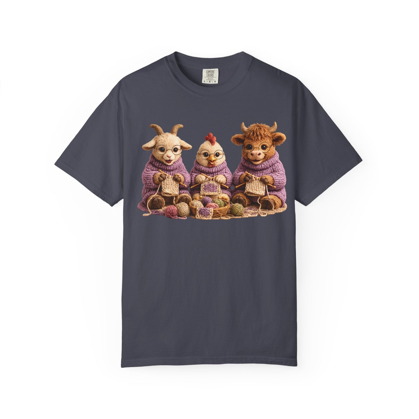 Goat, Chicken, Hyland Cow Knitting — Barnyard Stitch Club T-Shirt