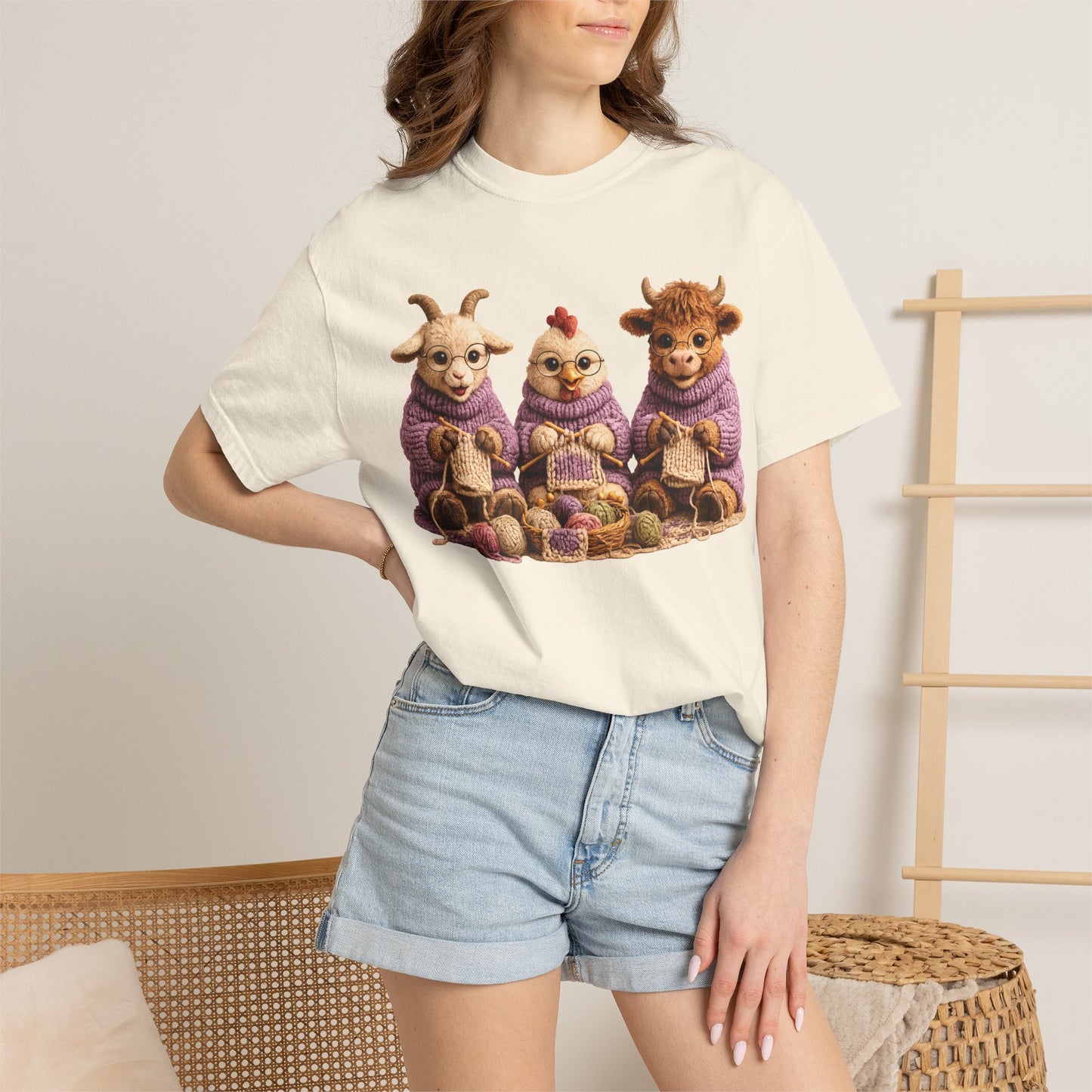Goat, Chicken, Hyland Cow Knitting — Barnyard Stitch Club T-Shirt