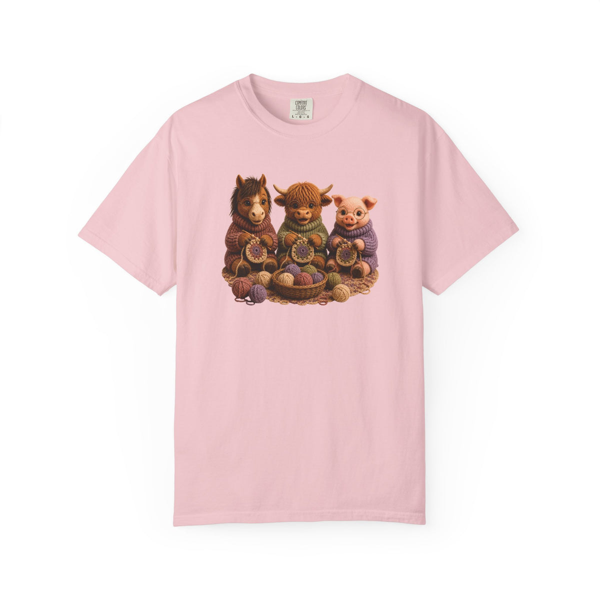 Horse, Hyland Cow, Pig Crocheting — Barnyard Stitch Club T‑Shirt
