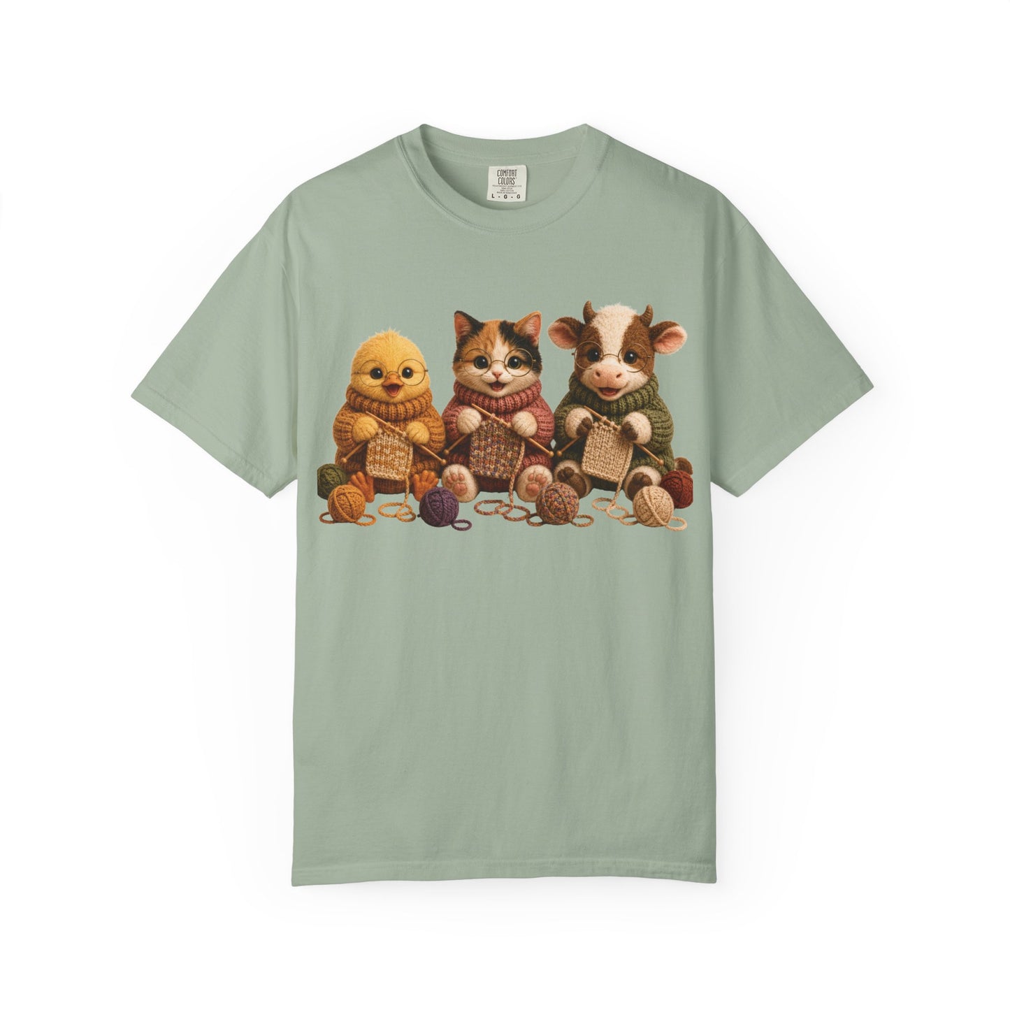 Chick, Calico Cat, Cow Knitting — Barnyard Stitch Club T-Shirt