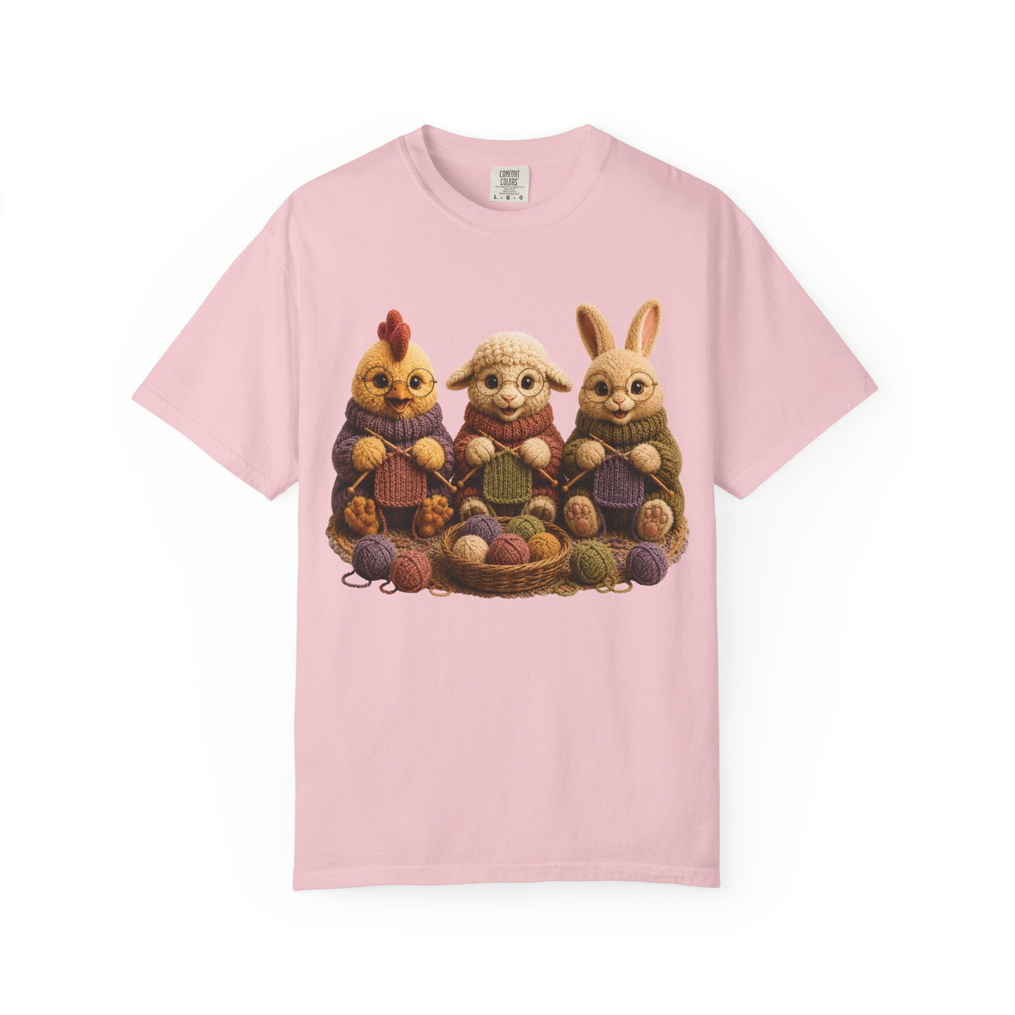 Chicken, Sheep, Bunny Knitting — Barnyard Stitch Club T‑Shirt