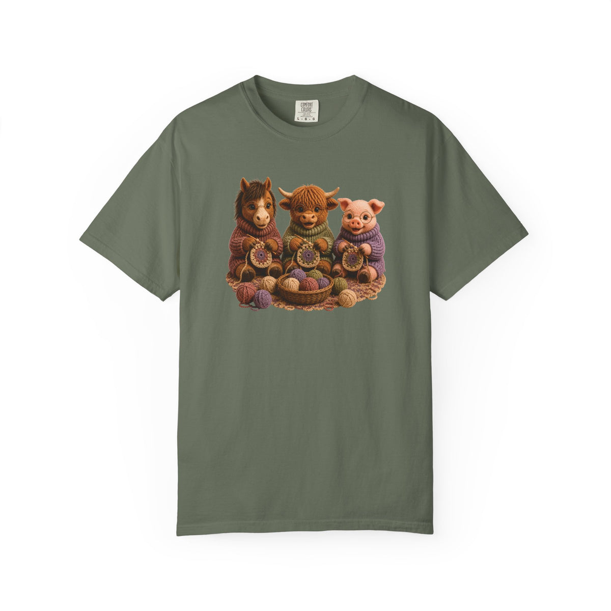 Horse, Hyland Cow, Pig Crocheting — Barnyard Stitch Club T‑Shirt