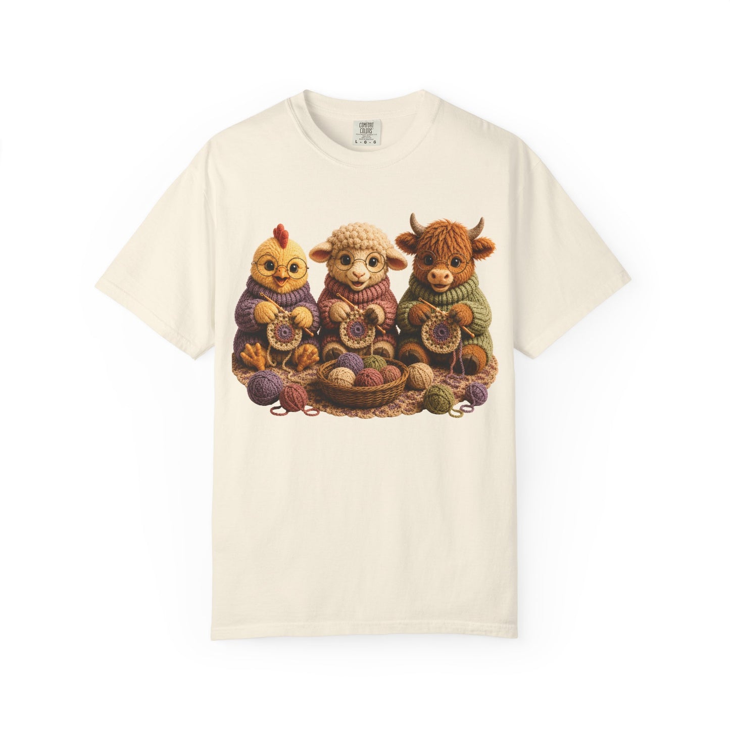 Chicken, Sheep, Hyland Cow Crocheting — Barnyard Stitch Club T-Shirt