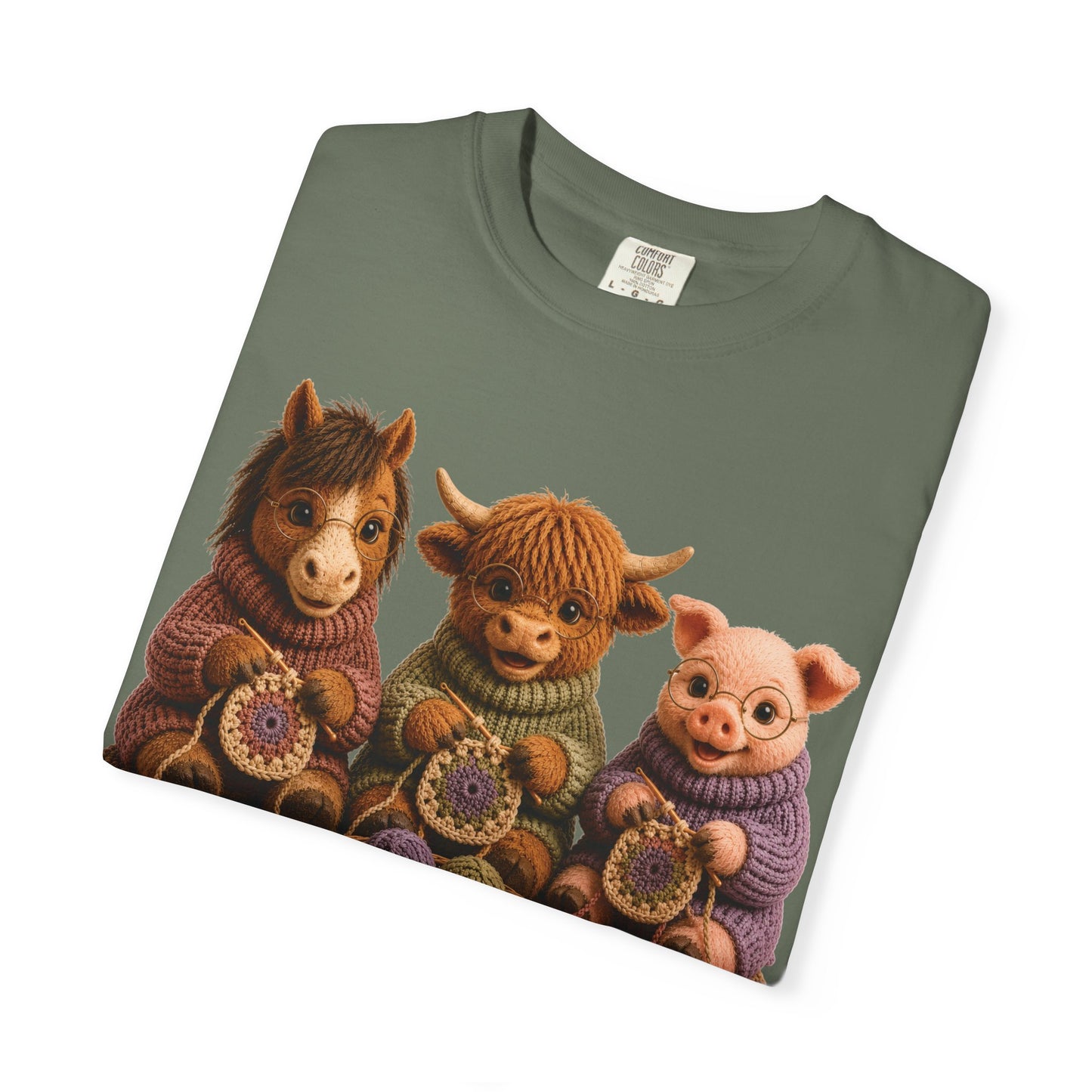 Horse, Hyland Cow, Pig Crocheting — Barnyard Stitch Club T‑Shirt