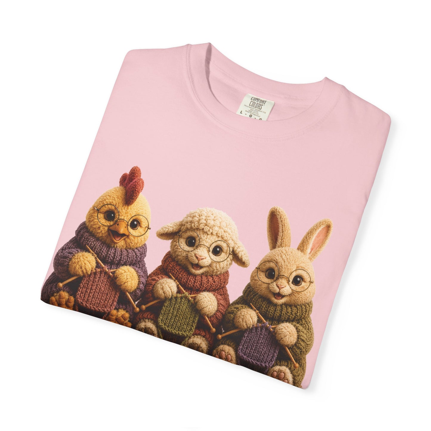 Chicken, Sheep, Bunny Knitting — Barnyard Stitch Club T‑Shirt
