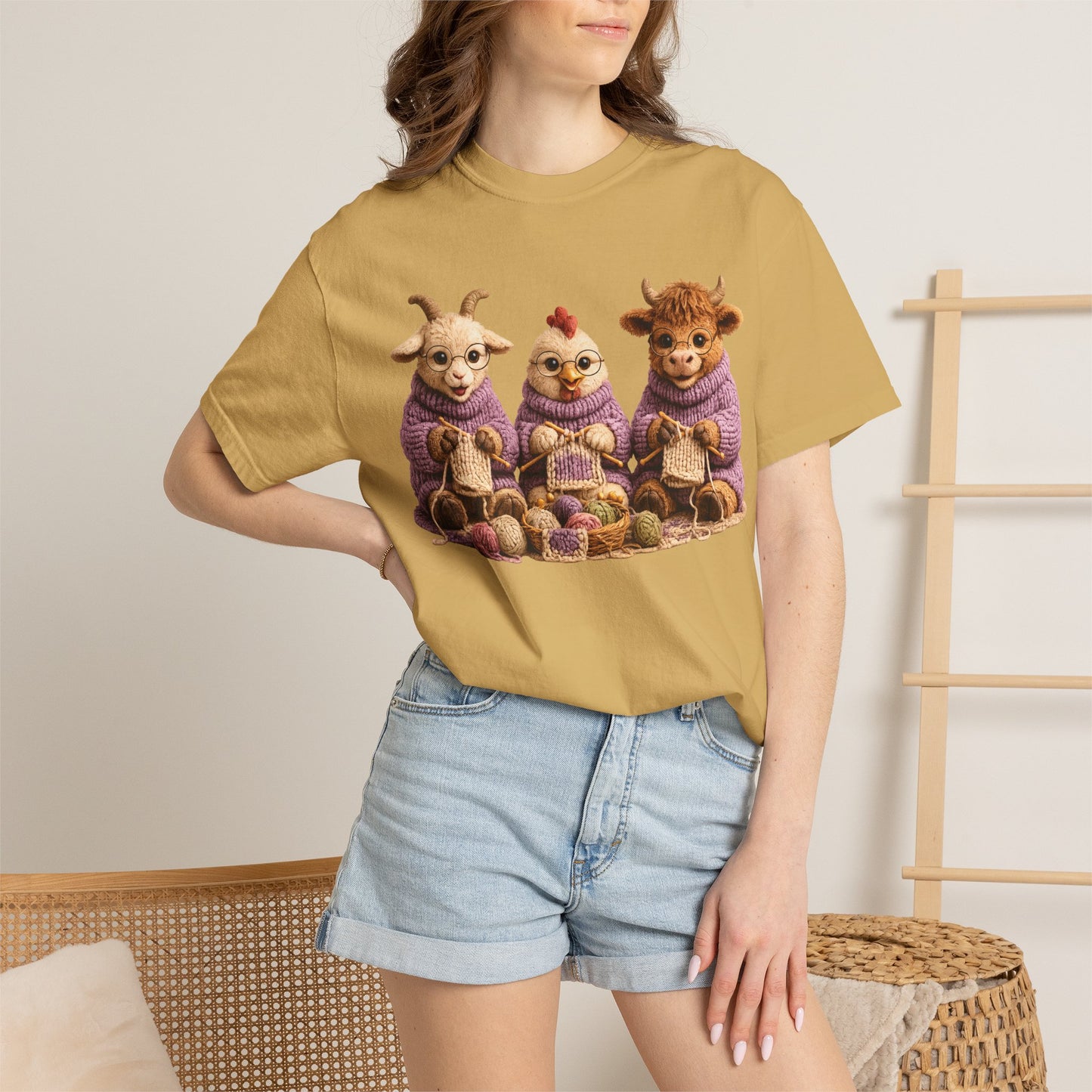 Goat, Chicken, Hyland Cow Knitting — Barnyard Stitch Club T-Shirt