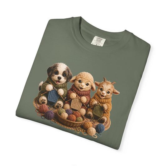 Sheep Dog, Sheep, Goat Knitting — Barnyard Stitch Club T‑Shirt