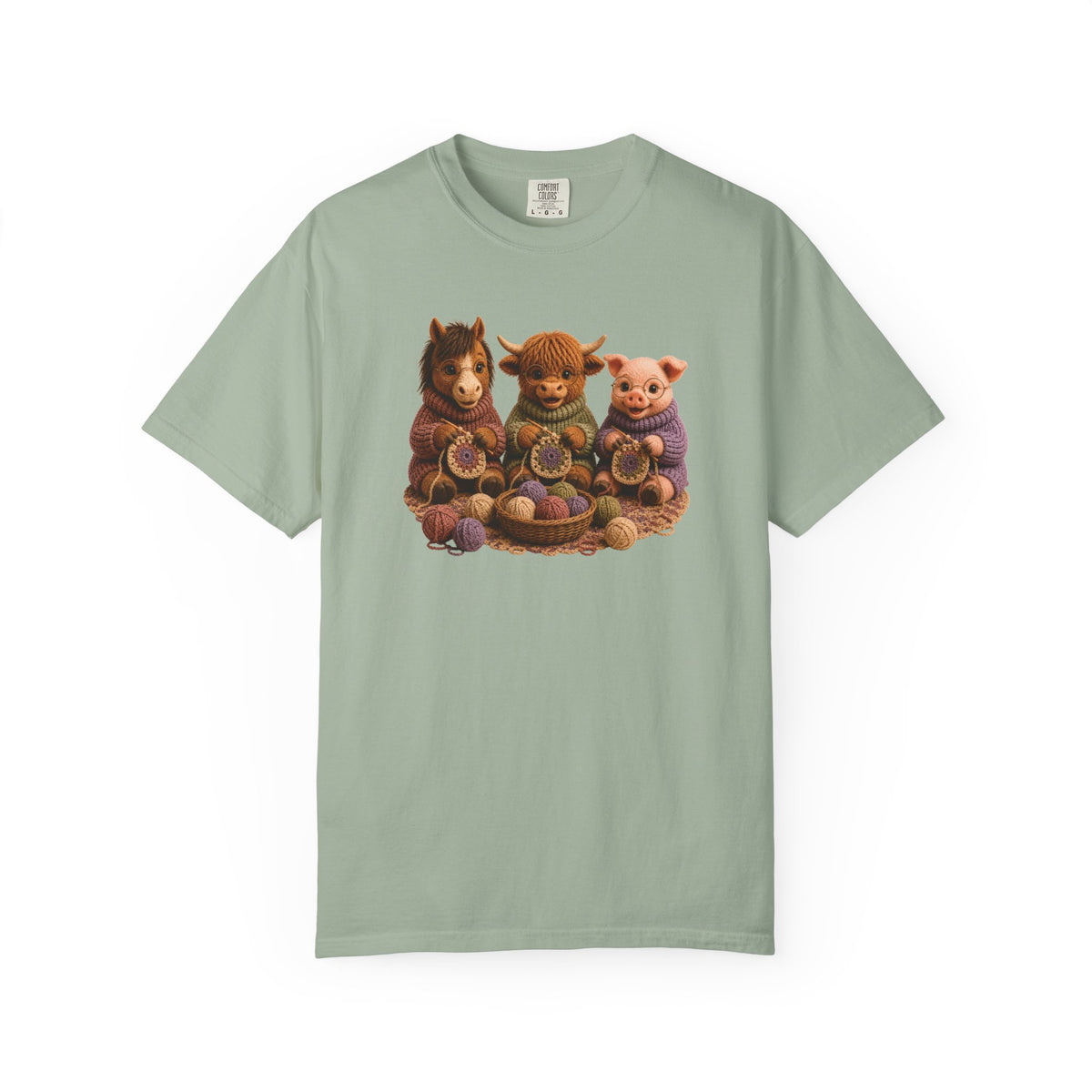 Horse, Hyland Cow, Pig Crocheting — Barnyard Stitch Club T‑Shirt