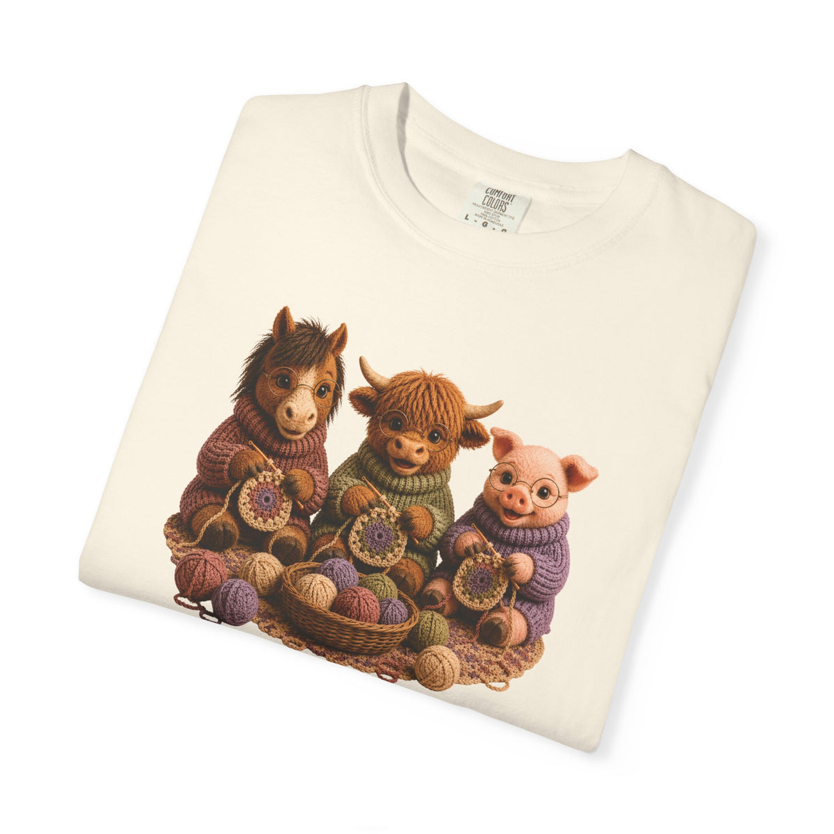 Horse, Hyland Cow, Pig Crocheting — Barnyard Stitch Club T‑Shirt