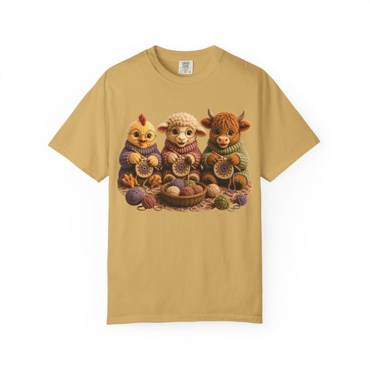 Chicken, Sheep, Hyland Cow Crocheting — Barnyard Stitch Club T-Shirt