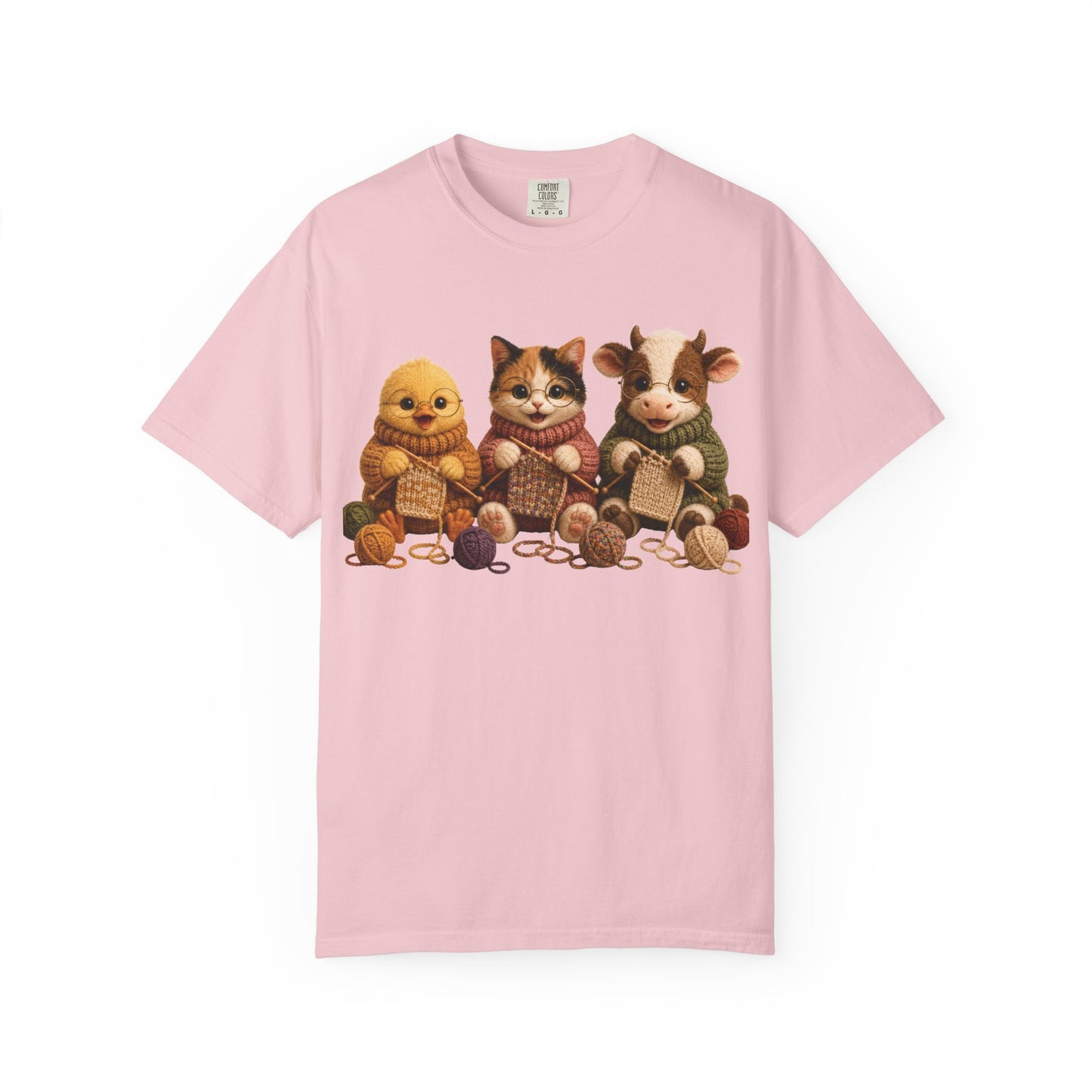 Chick, Calico Cat, Cow Knitting — Barnyard Stitch Club T-Shirt