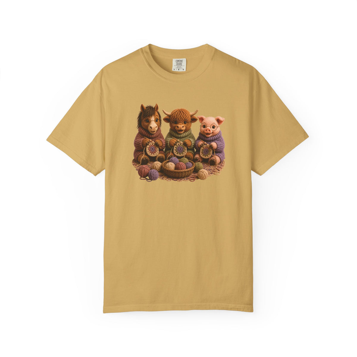 Horse, Hyland Cow, Pig Crocheting — Barnyard Stitch Club T‑Shirt
