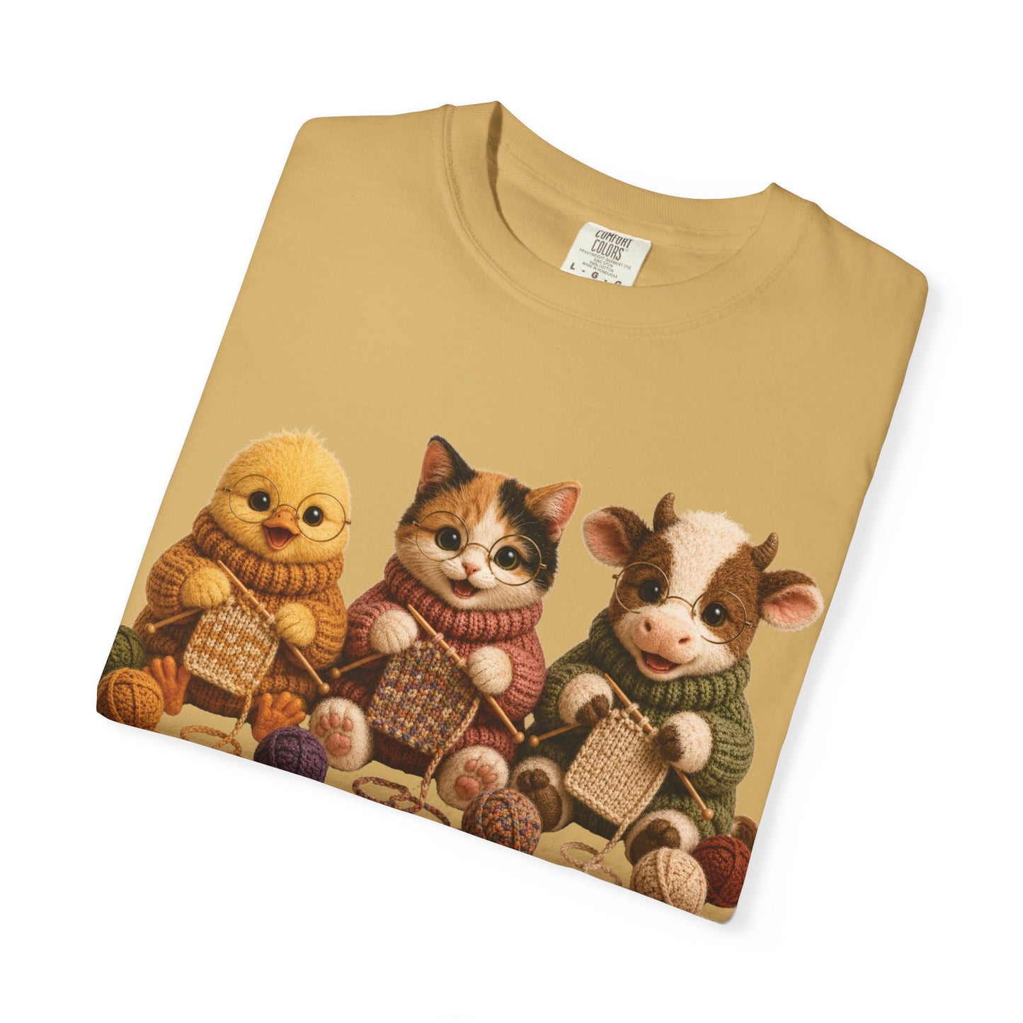 Chick, Calico Cat, Cow Knitting — Barnyard Stitch Club T-Shirt