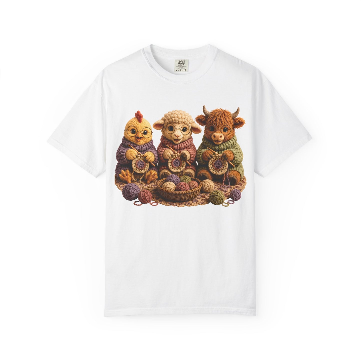 Chicken, Sheep, Hyland Cow Crocheting — Barnyard Stitch Club T-Shirt