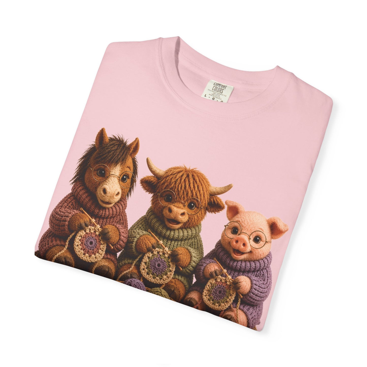 Horse, Hyland Cow, Pig Crocheting — Barnyard Stitch Club T‑Shirt