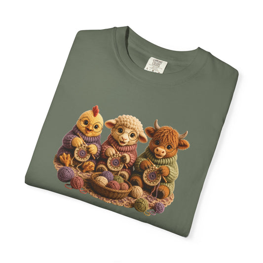 Chicken, Sheep, Hyland Cow Crocheting — Barnyard Stitch Club T-Shirt