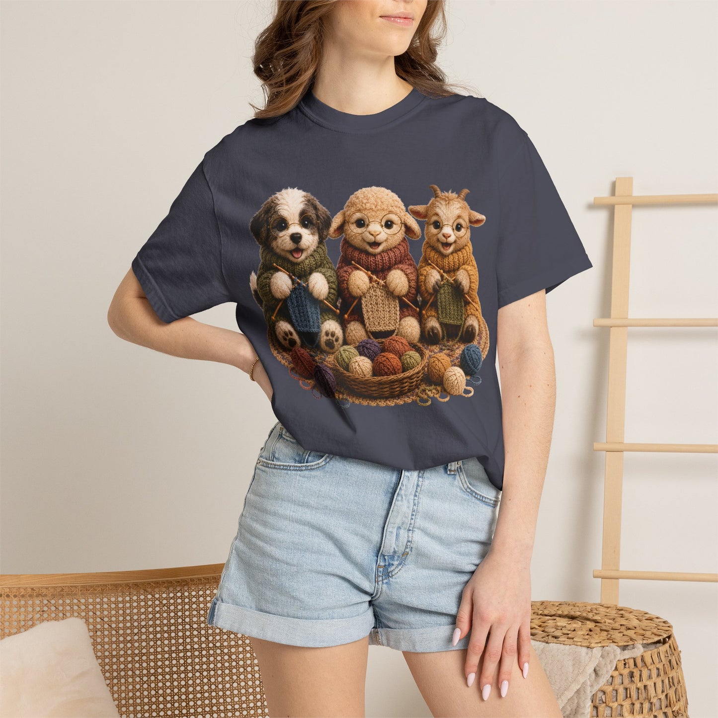 Sheep Dog, Sheep, Goat Knitting — Barnyard Stitch Club T‑Shirt