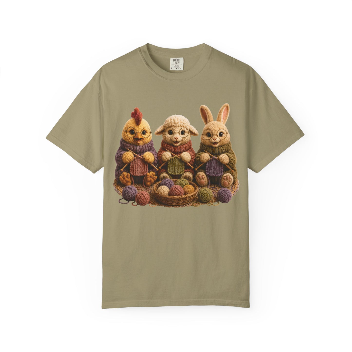 Chicken, Sheep, Bunny Knitting — Barnyard Stitch Club T‑Shirt