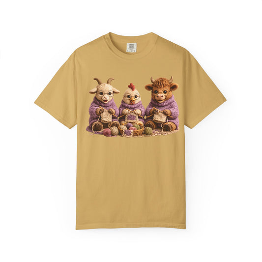 Goat, Chicken, Hyland Cow Knitting — Barnyard Stitch Club T-Shirt