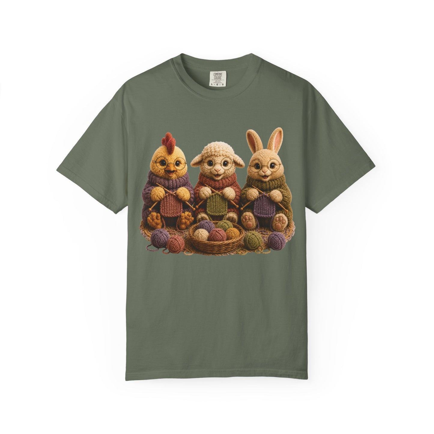 Chicken, Sheep, Bunny Knitting — Barnyard Stitch Club T‑Shirt