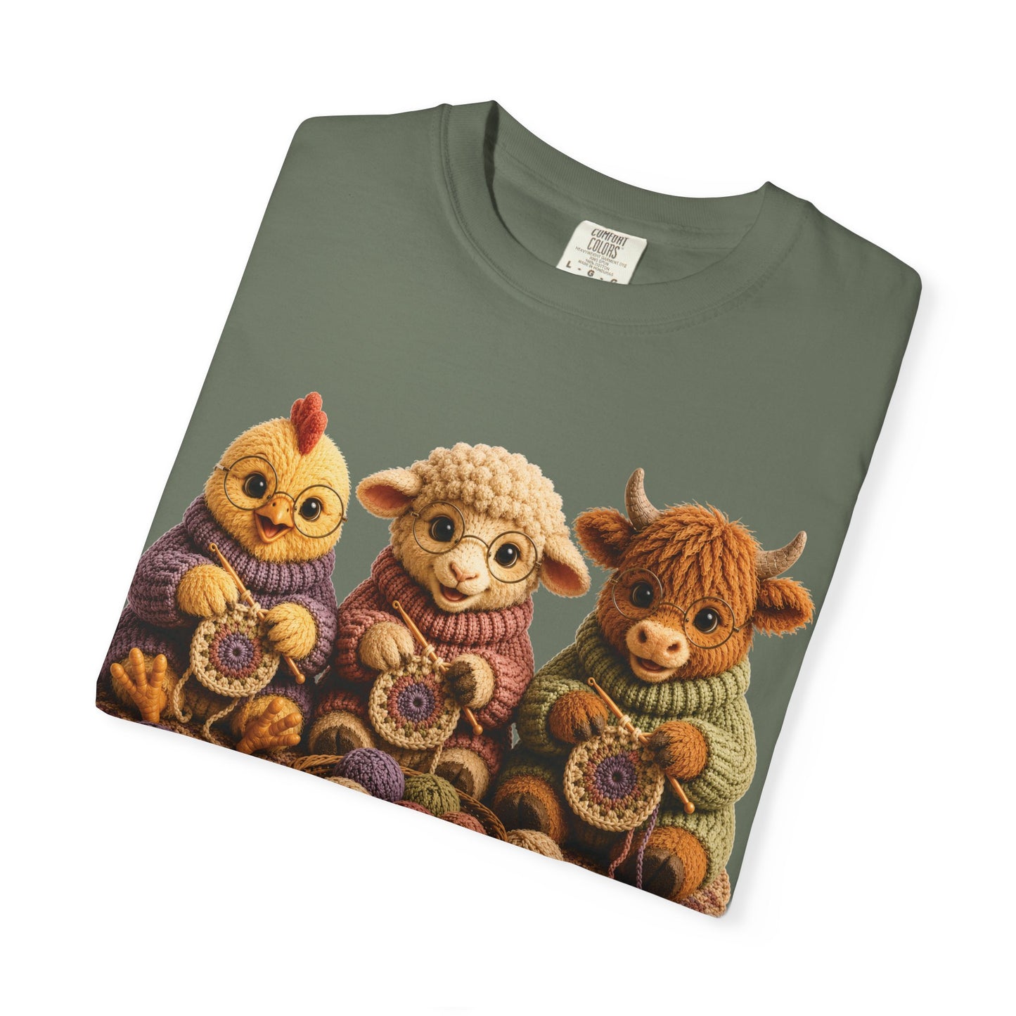 Chicken, Sheep, Hyland Cow Crocheting — Barnyard Stitch Club T-Shirt