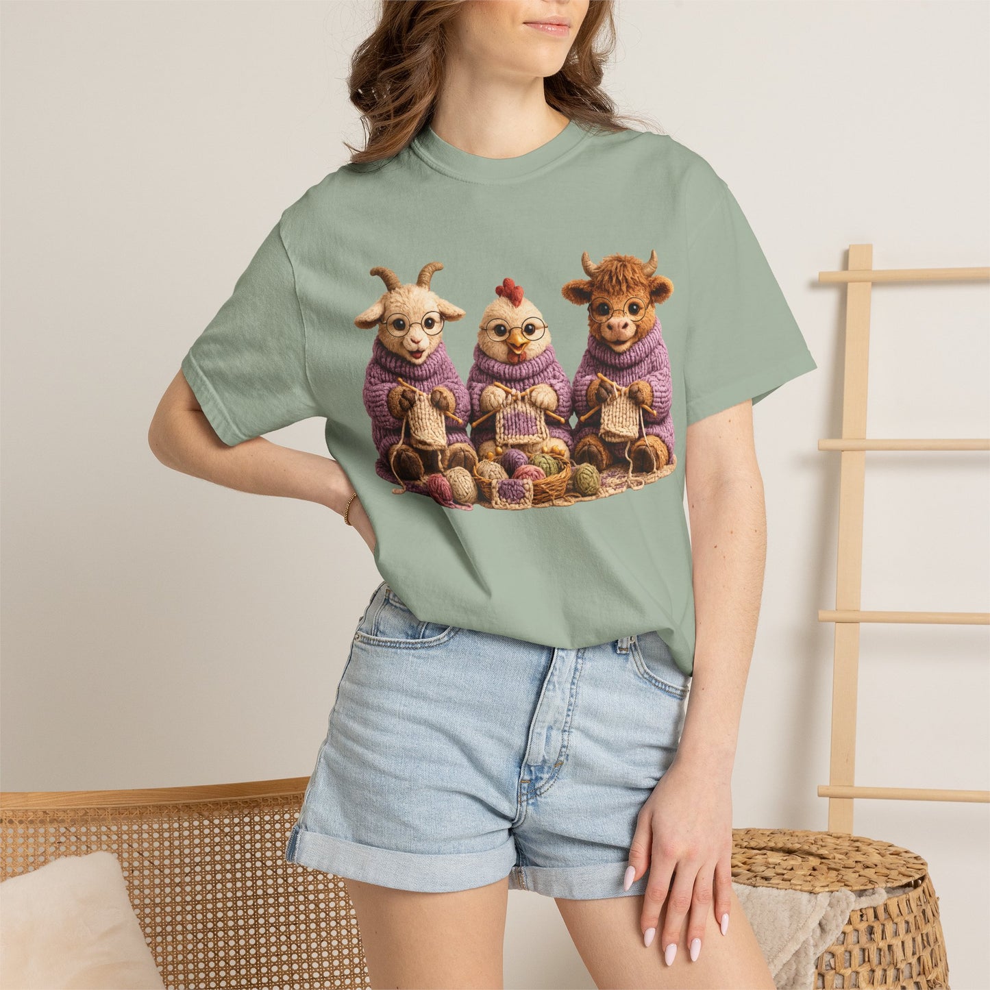 Goat, Chicken, Hyland Cow Knitting — Barnyard Stitch Club T-Shirt