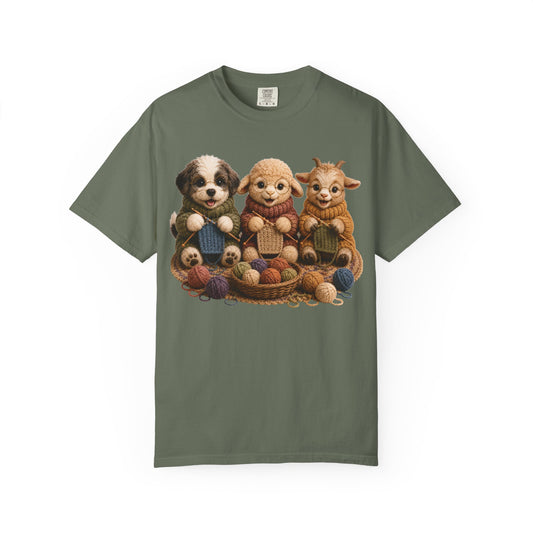 Sheep Dog, Sheep, Goat Knitting — Barnyard Stitch Club T‑Shirt