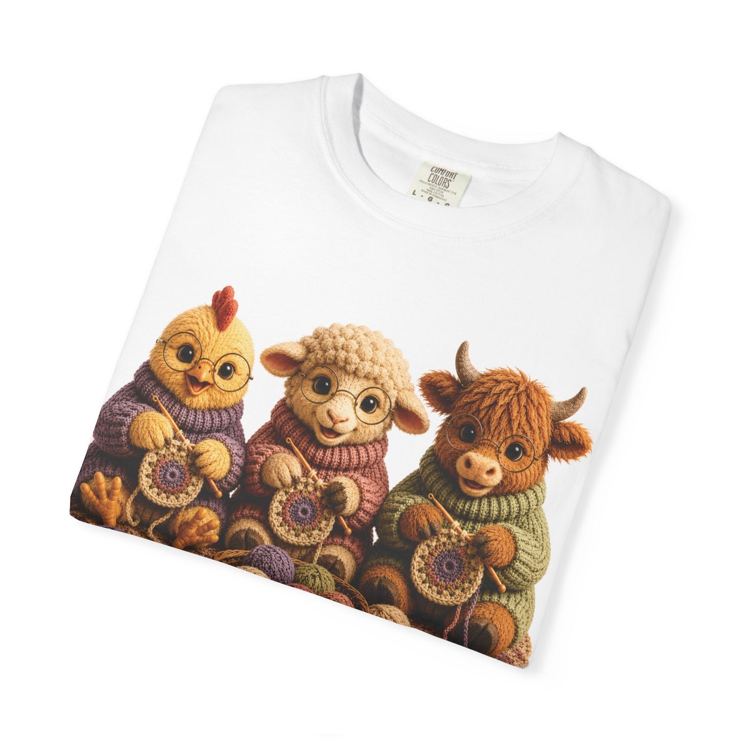 Chicken, Sheep, Hyland Cow Crocheting — Barnyard Stitch Club T-Shirt