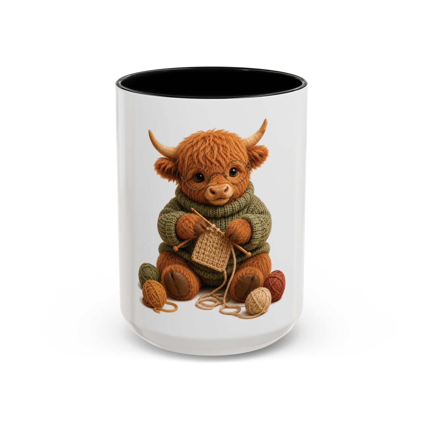 Hyland Cow Knitting Mug – Barnyard Stitch Club Mug (11/15oz)