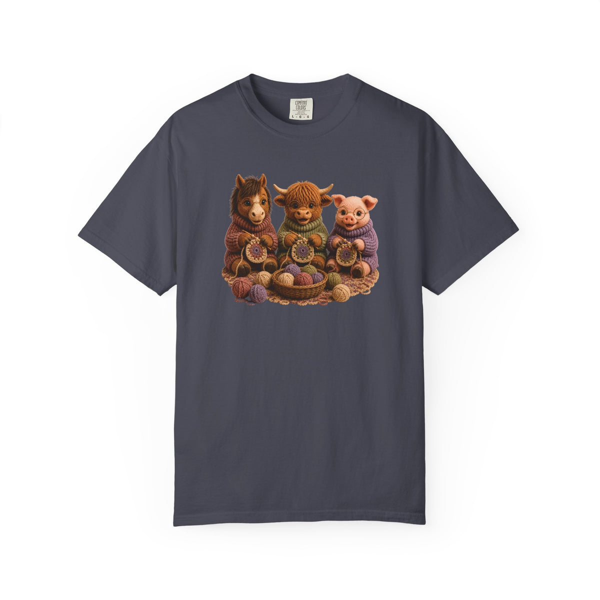 Horse, Hyland Cow, Pig Crocheting — Barnyard Stitch Club T‑Shirt