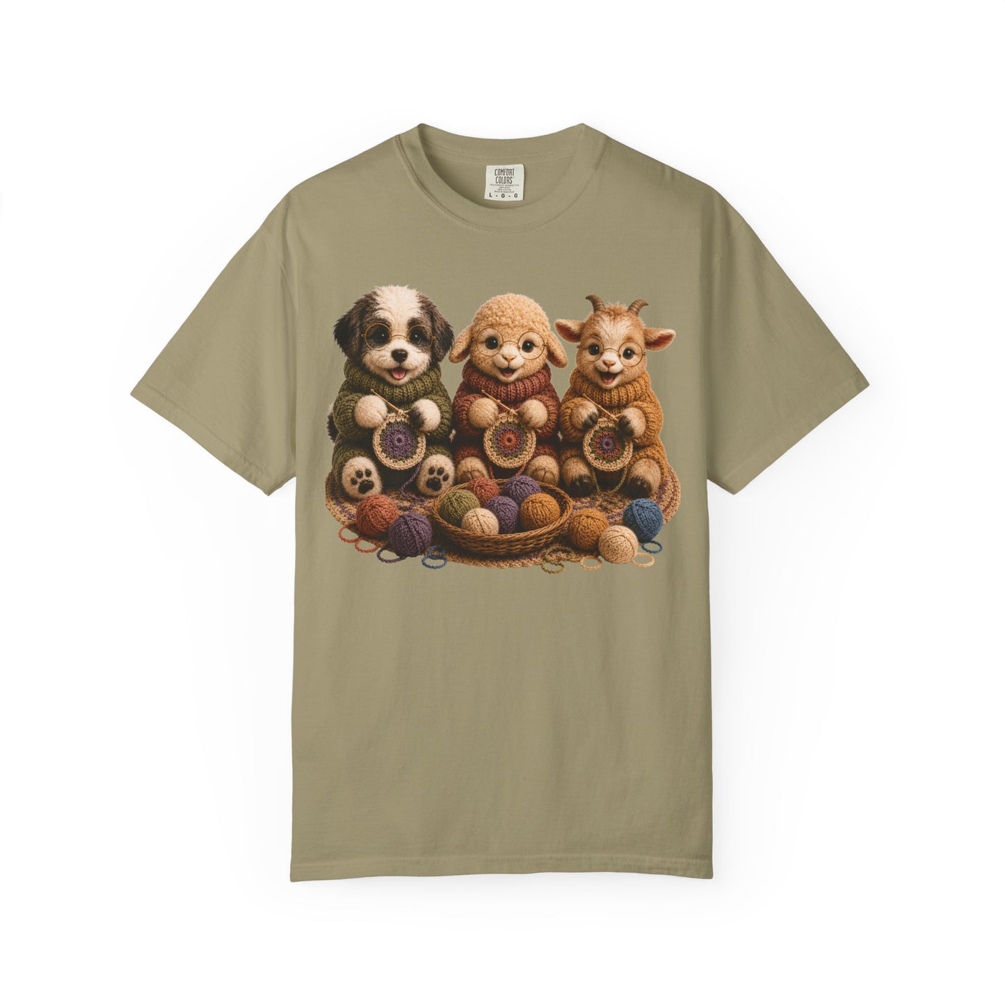 Sheep Dog, Sheep, Goat Crocheting — Barnyard Stitch Club T‑Shirt