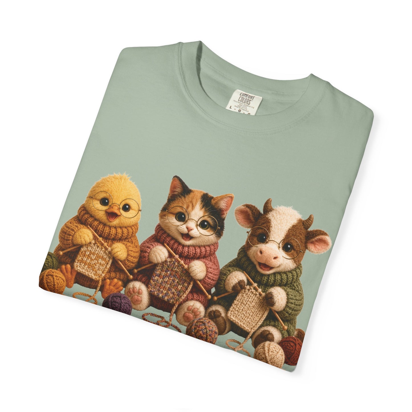 Chick, Calico Cat, Cow Knitting — Barnyard Stitch Club T-Shirt