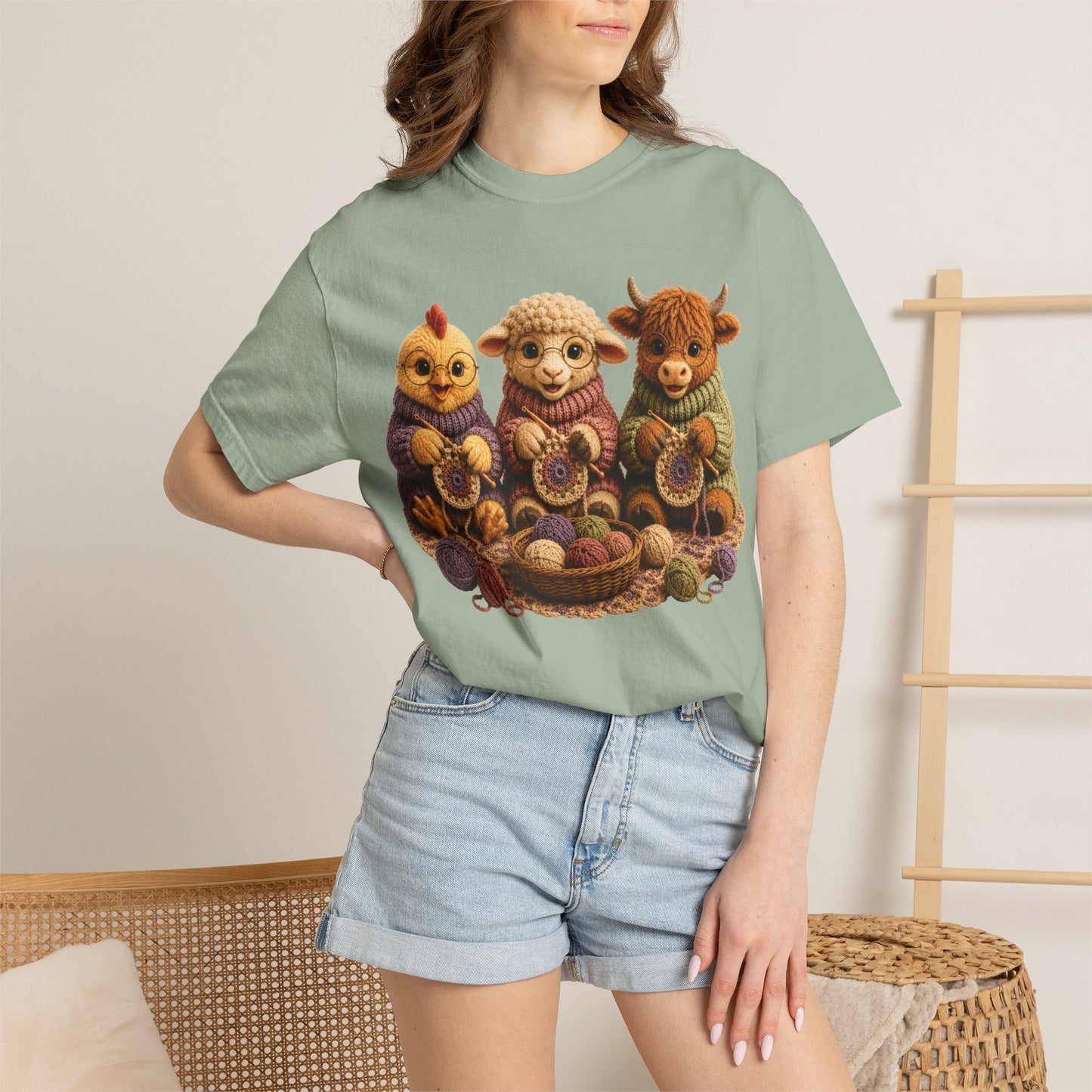 Chicken, Sheep, Hyland Cow Crocheting — Barnyard Stitch Club T-Shirt