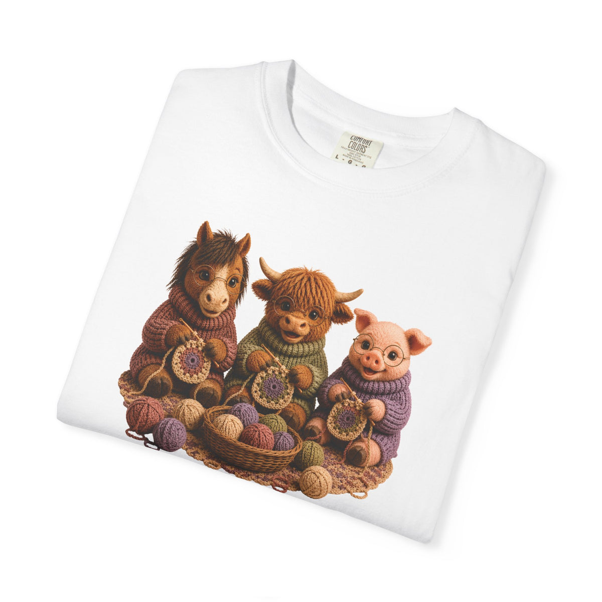 Horse, Hyland Cow, Pig Crocheting — Barnyard Stitch Club T‑Shirt