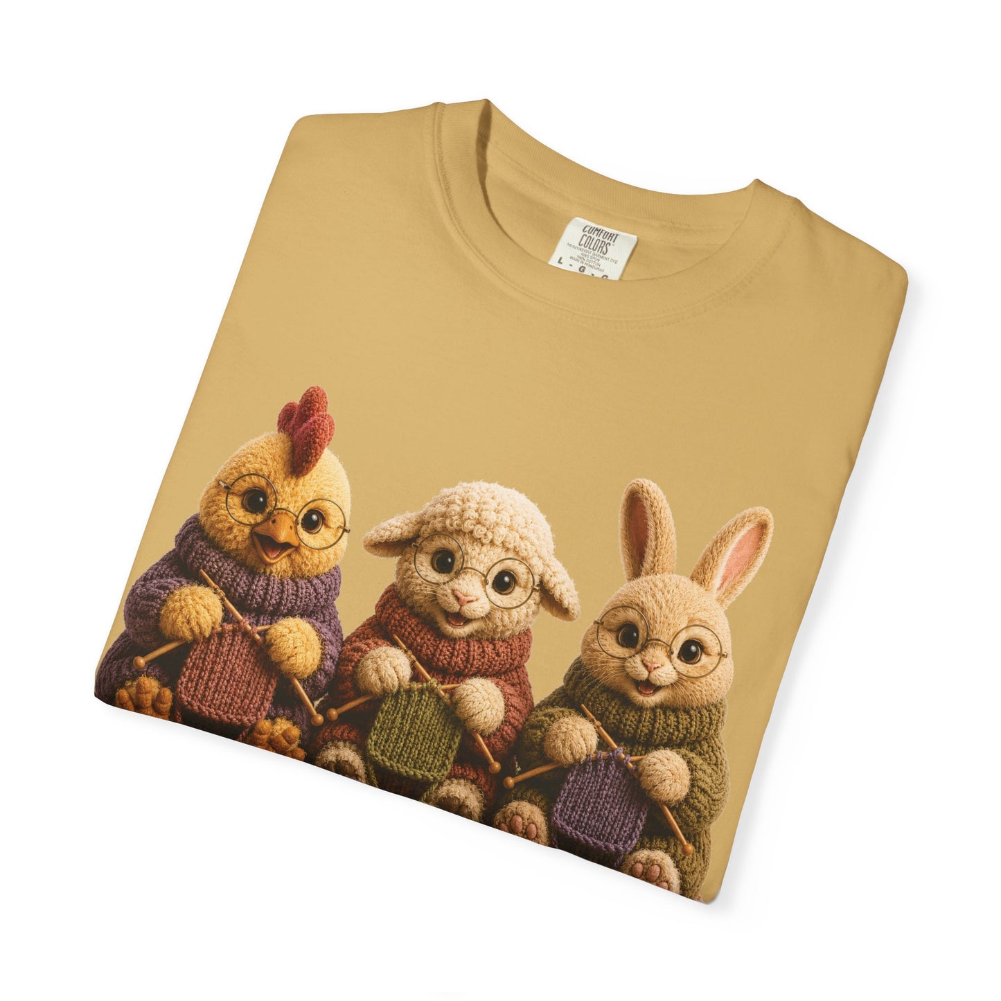 Chicken, Sheep, Bunny Knitting — Barnyard Stitch Club T‑Shirt