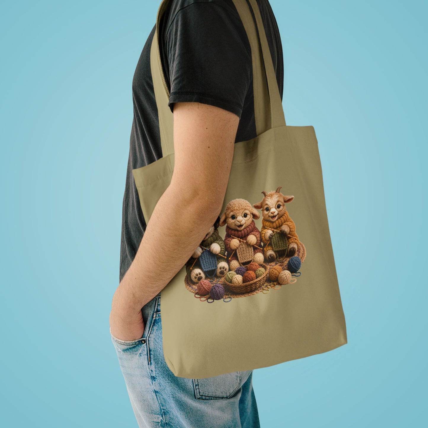 Sheep Dog Sheep Baby Goat Knit — Barnyard Stitch Club Tote