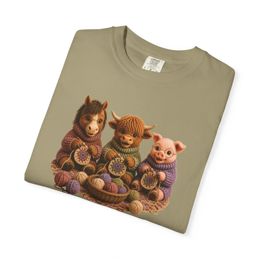 Horse, Hyland Cow, Pig Crocheting — Barnyard Stitch Club T‑Shirt