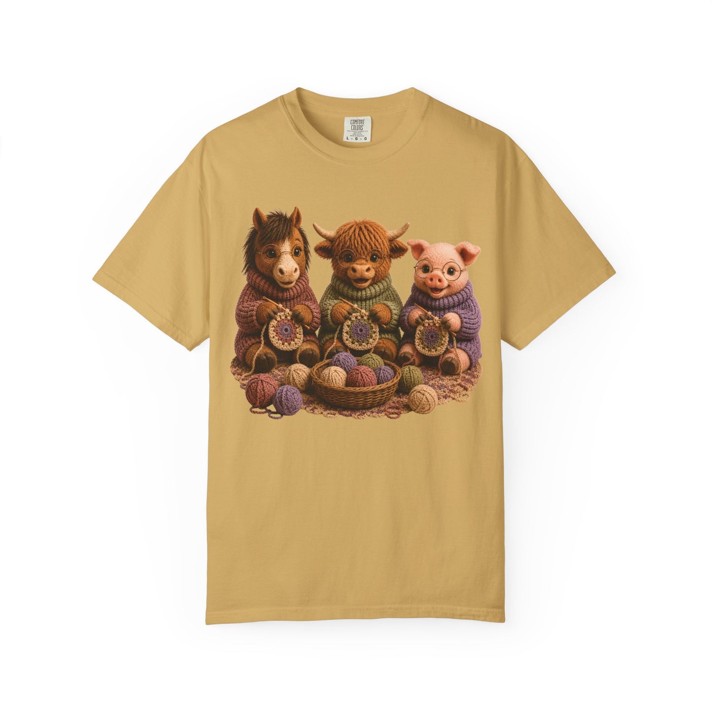 Horse, Hyland Cow, Pig Crocheting — Barnyard Stitch Club T‑Shirt