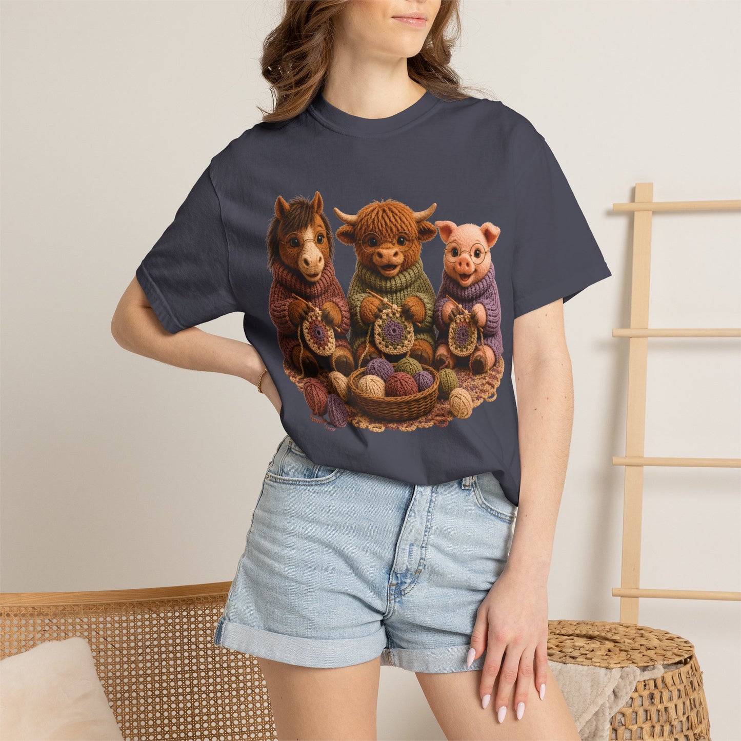 Horse, Hyland Cow, Pig Crocheting — Barnyard Stitch Club T‑Shirt
