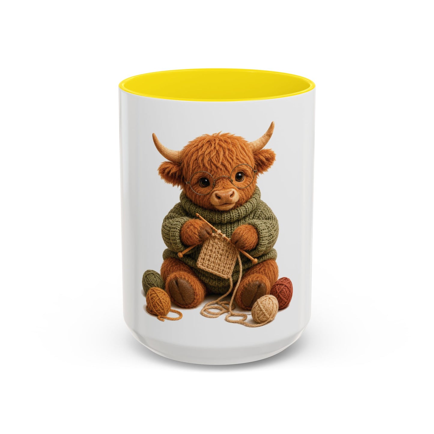 Hyland Cow Knitting Mug – Barnyard Stitch Club Mug (11/15oz)
