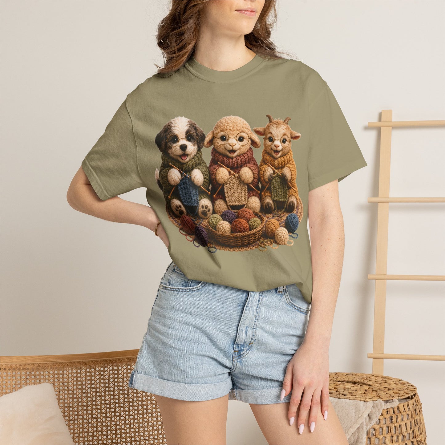 Sheep Dog, Sheep, Goat Knitting — Barnyard Stitch Club T‑Shirt