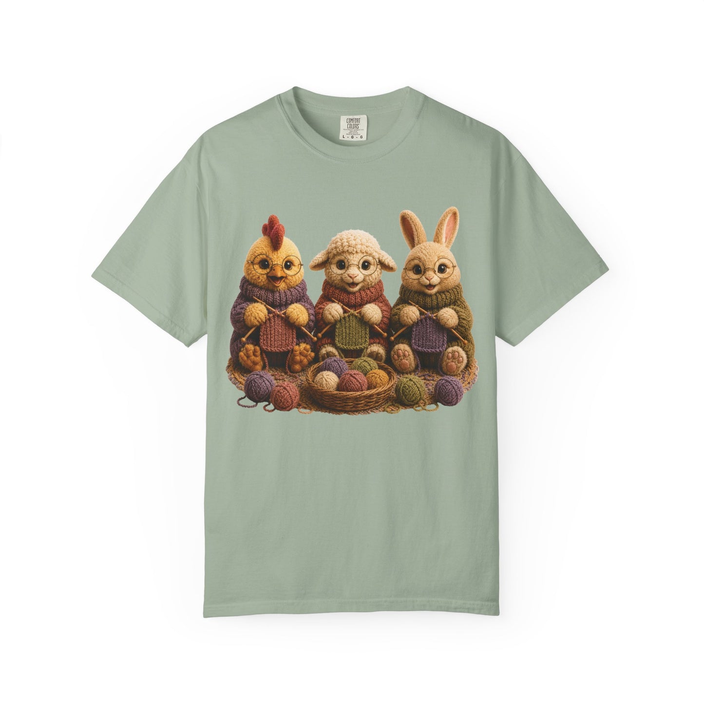 Chicken, Sheep, Bunny Knitting — Barnyard Stitch Club T‑Shirt
