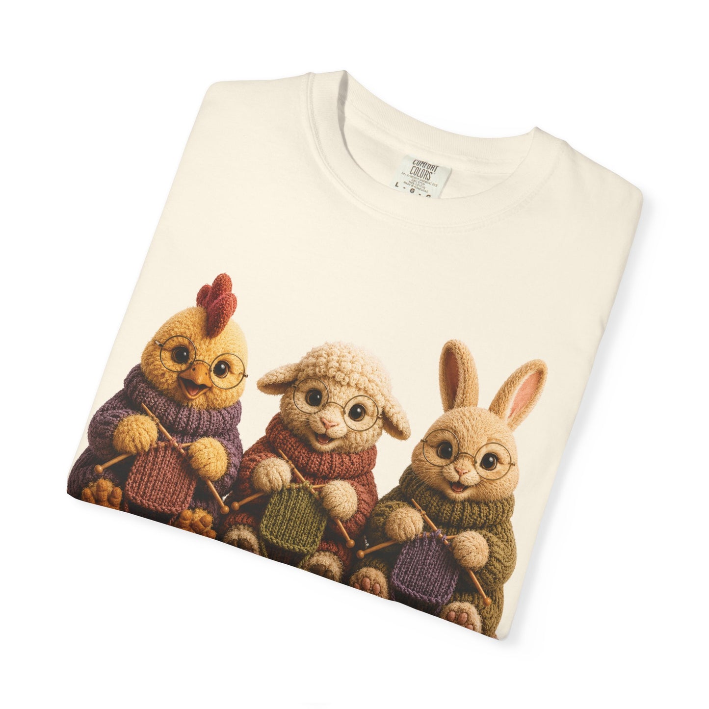 Chicken, Sheep, Bunny Knitting — Barnyard Stitch Club T‑Shirt