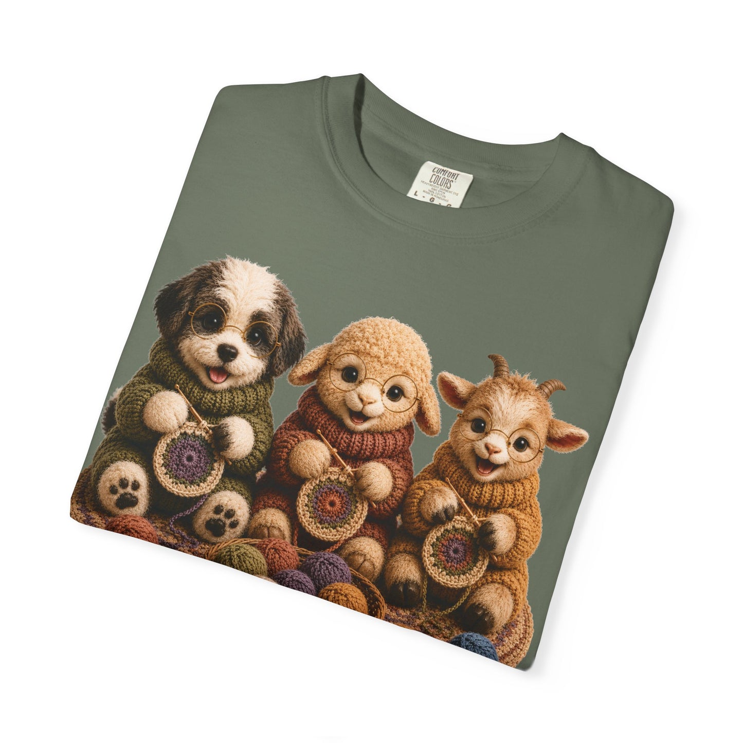 Sheep Dog, Sheep, Goat Crocheting — Barnyard Stitch Club T‑Shirt