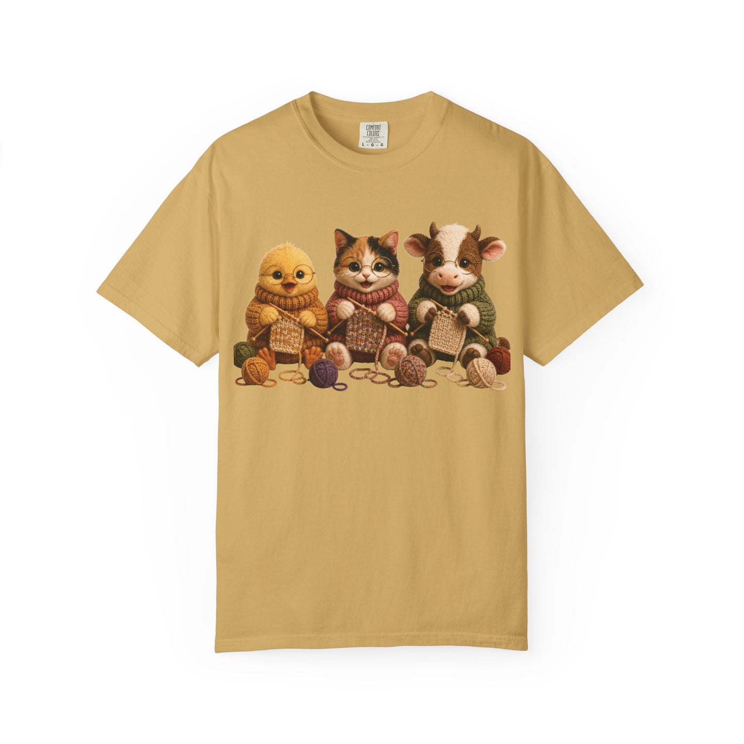 Chick, Calico Cat, Cow Knitting — Barnyard Stitch Club T-Shirt